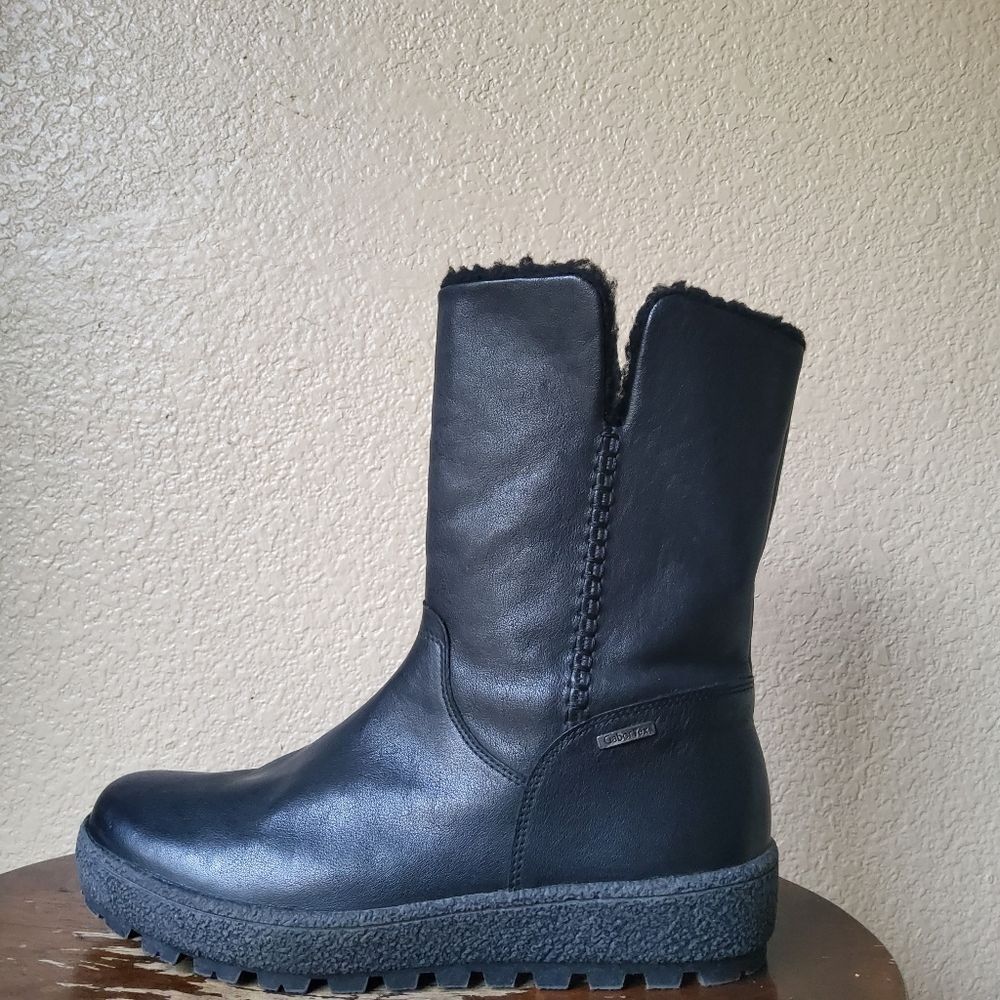 Gabor TEX Side‑Zip Black Mid-Calf Leather Boots 56.753 • UK 5 (US ~7) • NWOB